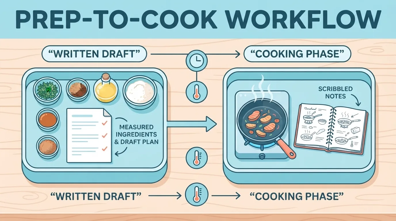 Two recipe note-taking approaches shown side by side