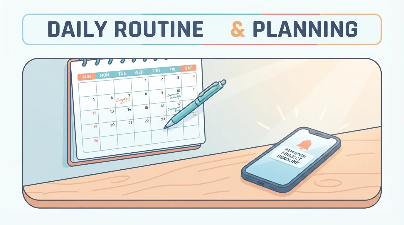 Wall calendar and phone with a subscription reminder on a desk