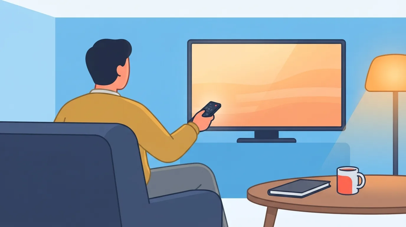 Viewer choosing a drama to watch on a living room television