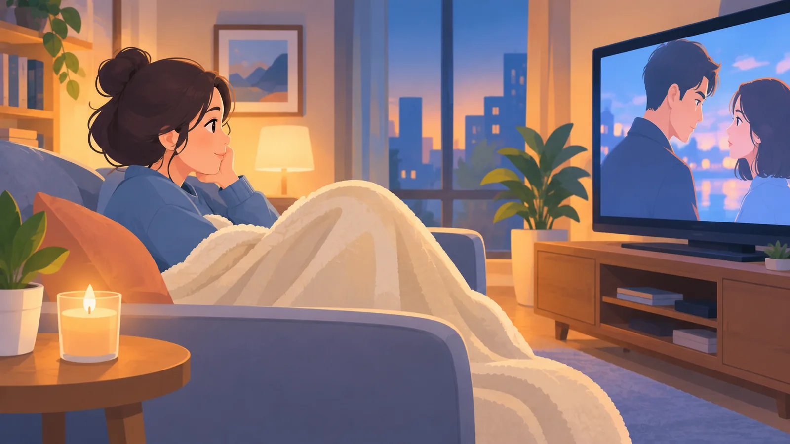Viewer enjoying a quiet drama at home
