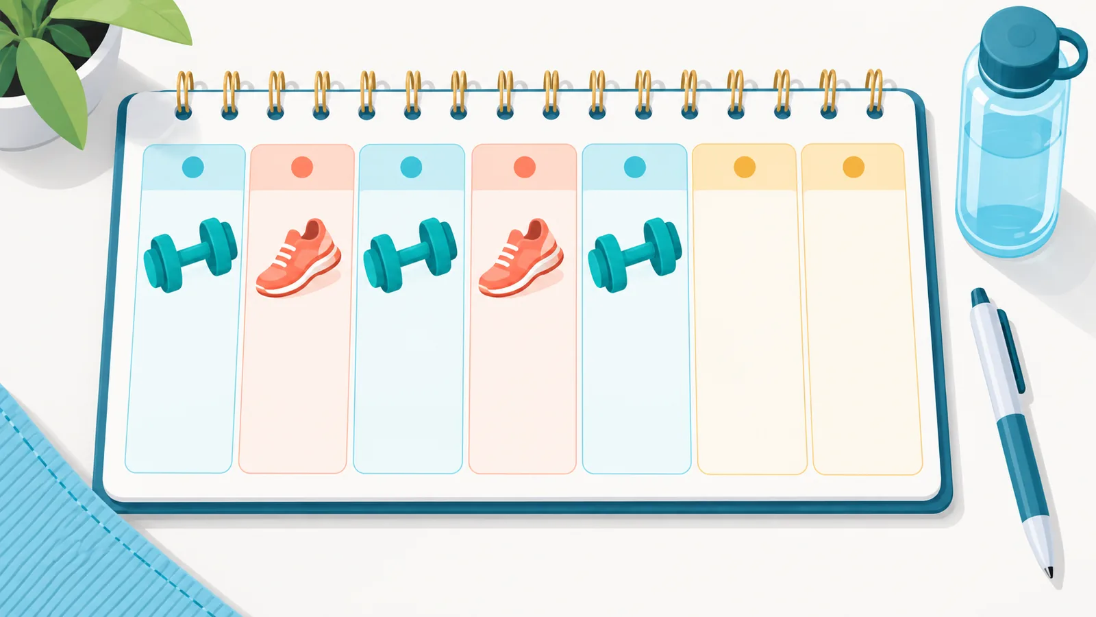 Weekly planner with lifting and cardio days marked