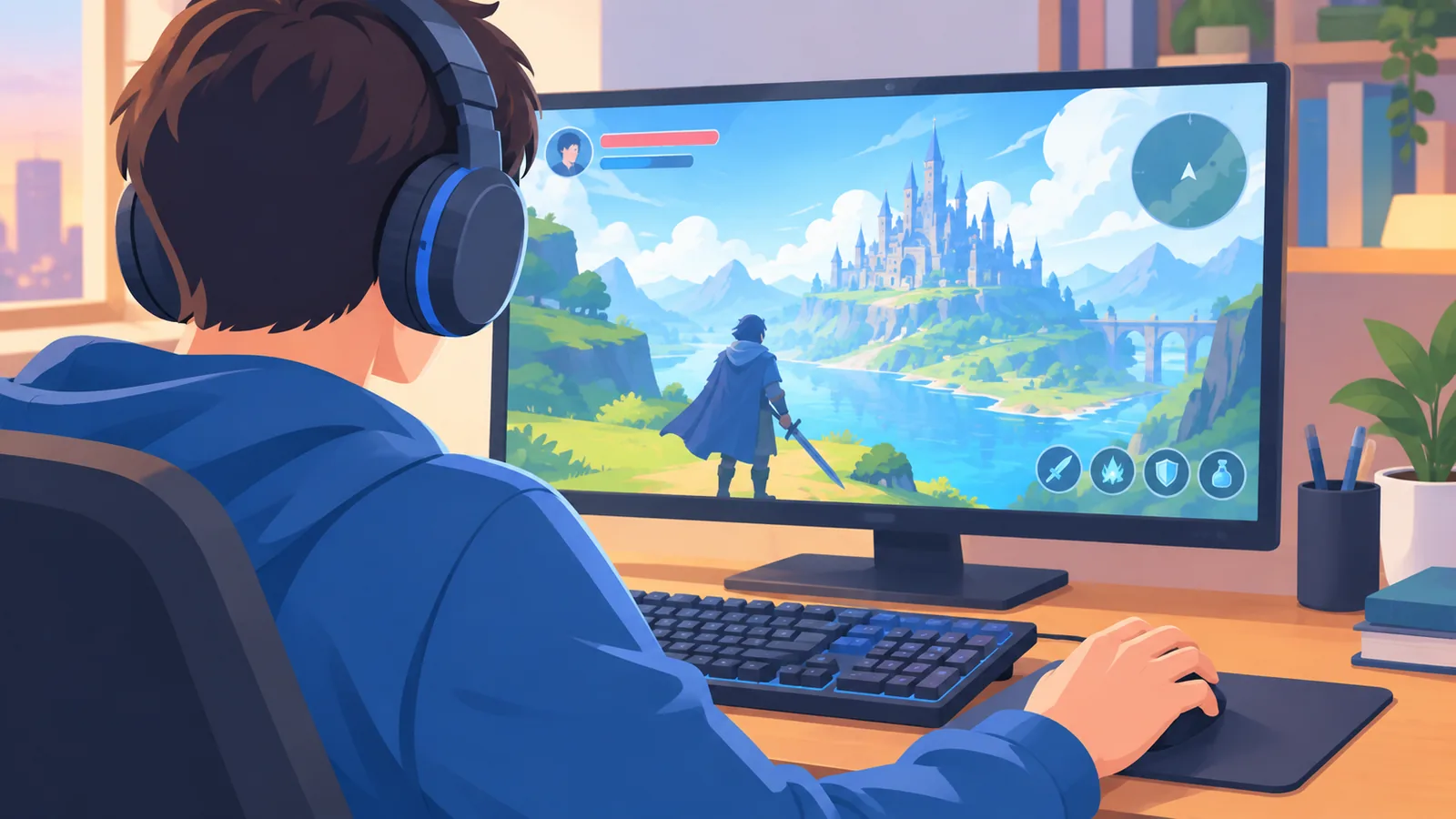 Player absorbed in a story-driven game