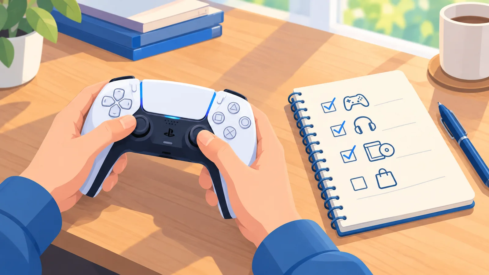 Controller beside a checklist used to rank games