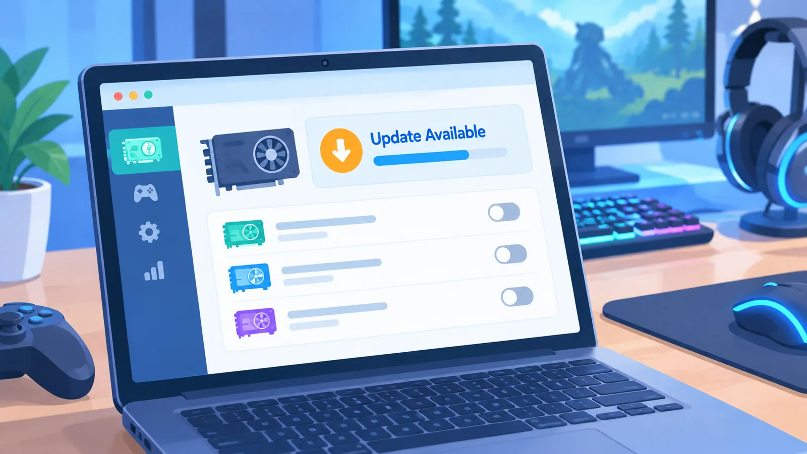 Graphics driver app showing an available update