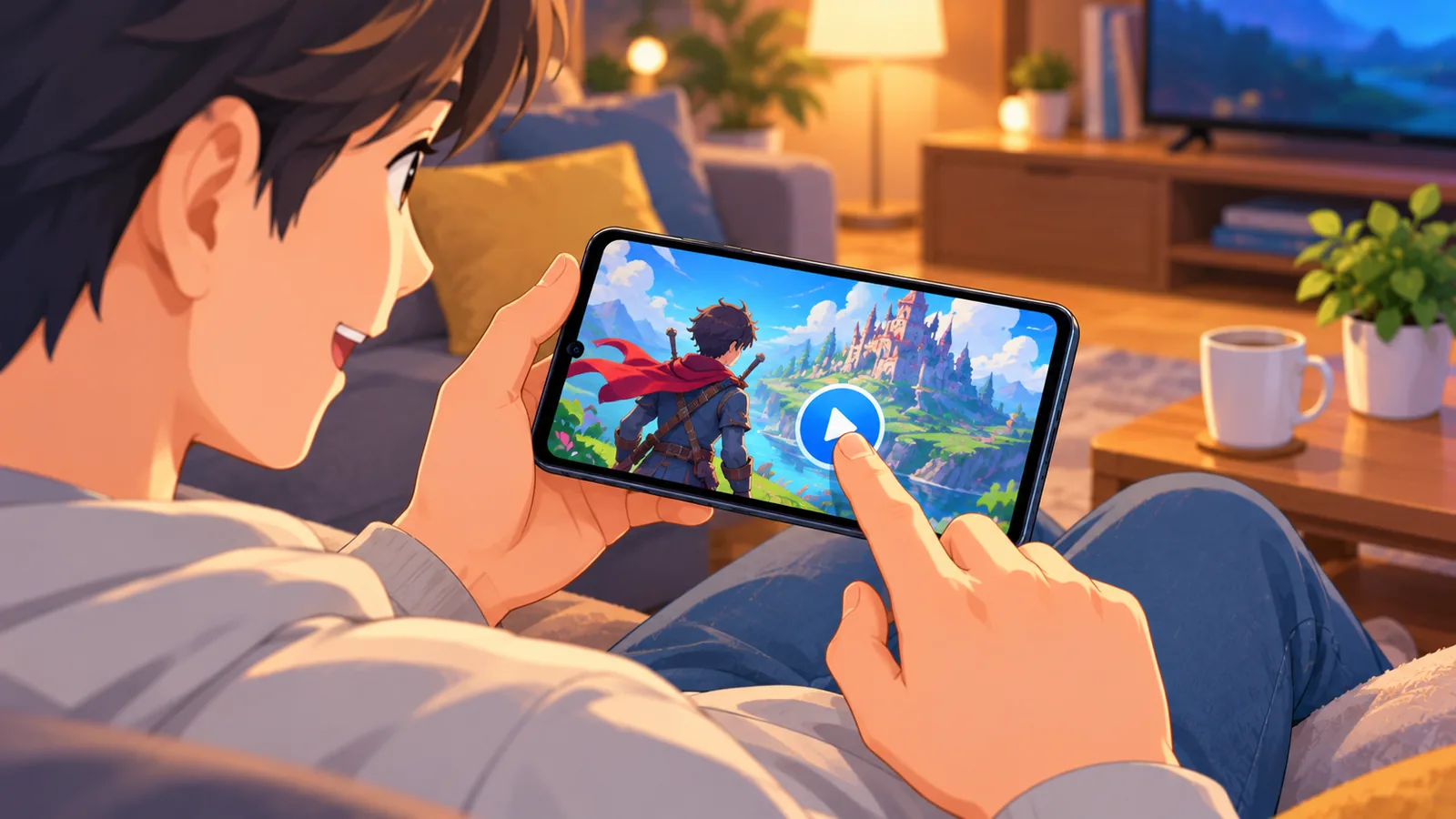 Player starting a game on an Android phone