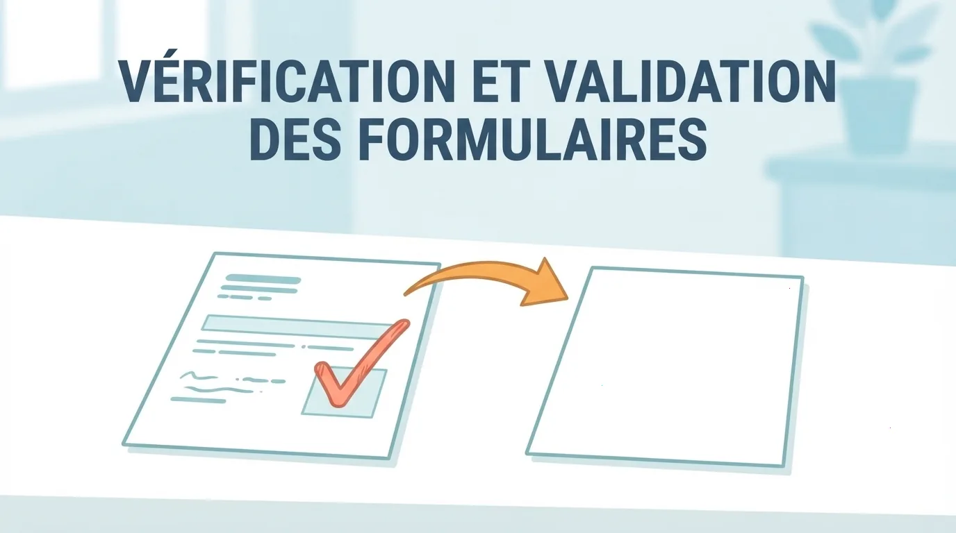 Two documents on a desk, one marked with a checkmark