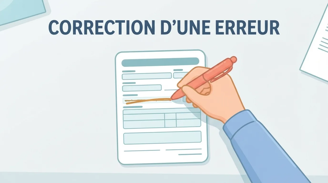 Person correcting details on a paper form