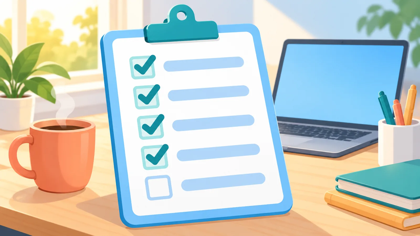 Pre-submission checklist on a clipboard