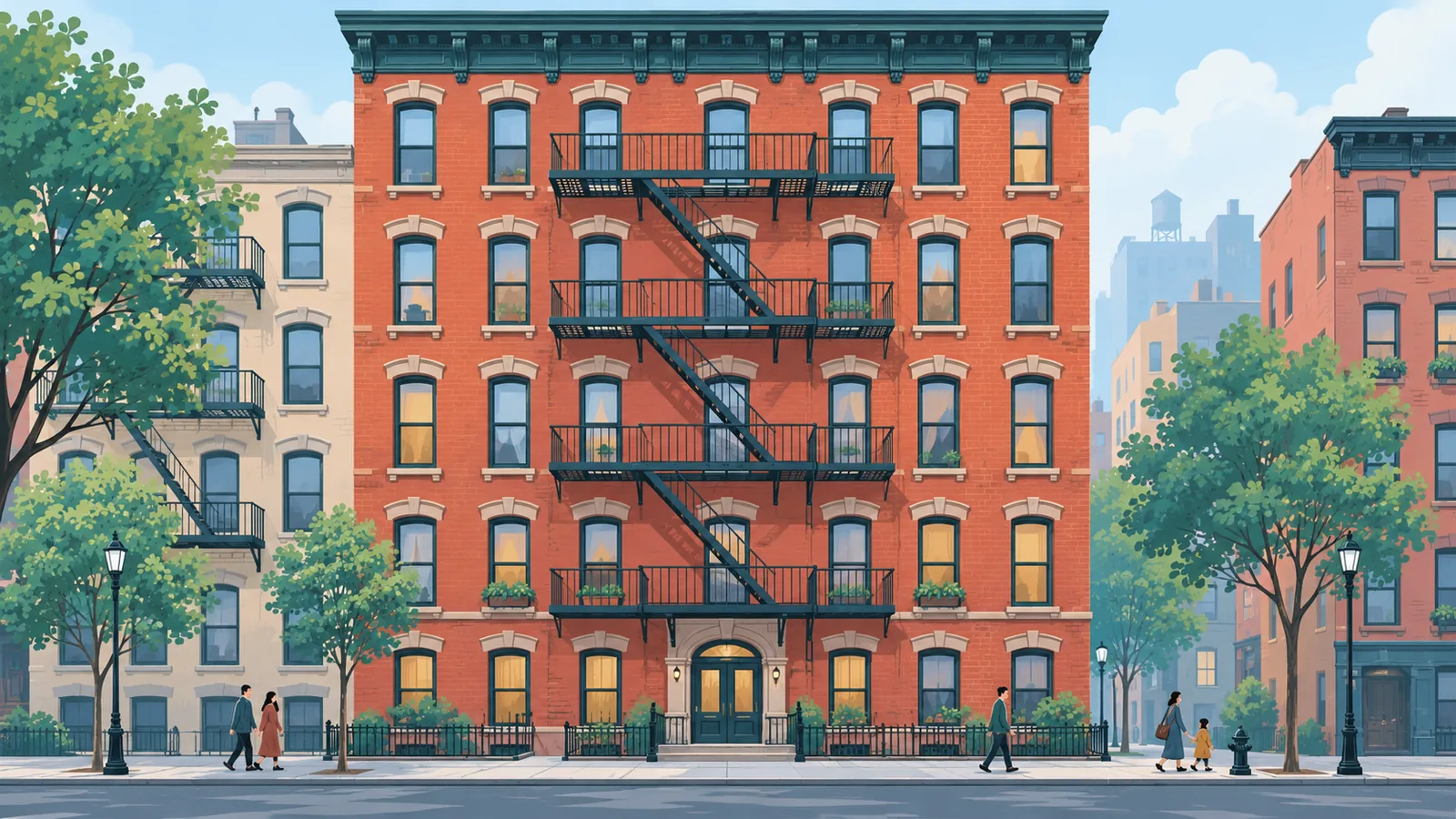 Preserved brick tenement building on the Lower East Side
