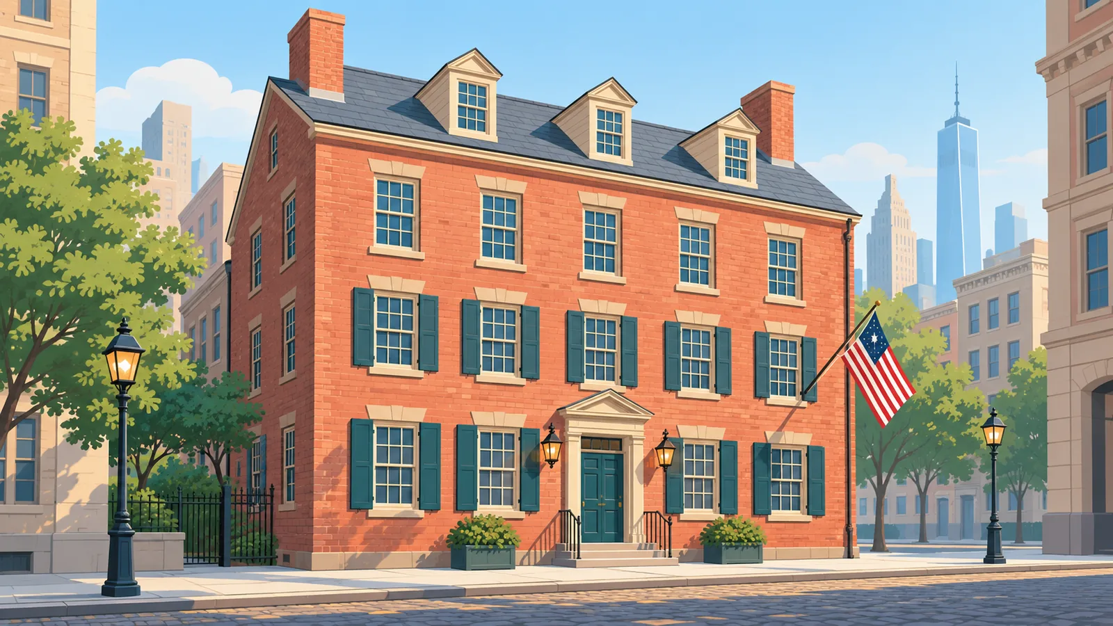 Historic brick tavern building in Lower Manhattan