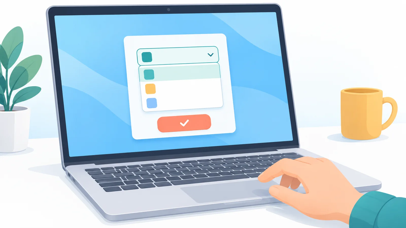 Dialog box with a time range dropdown on a laptop screen