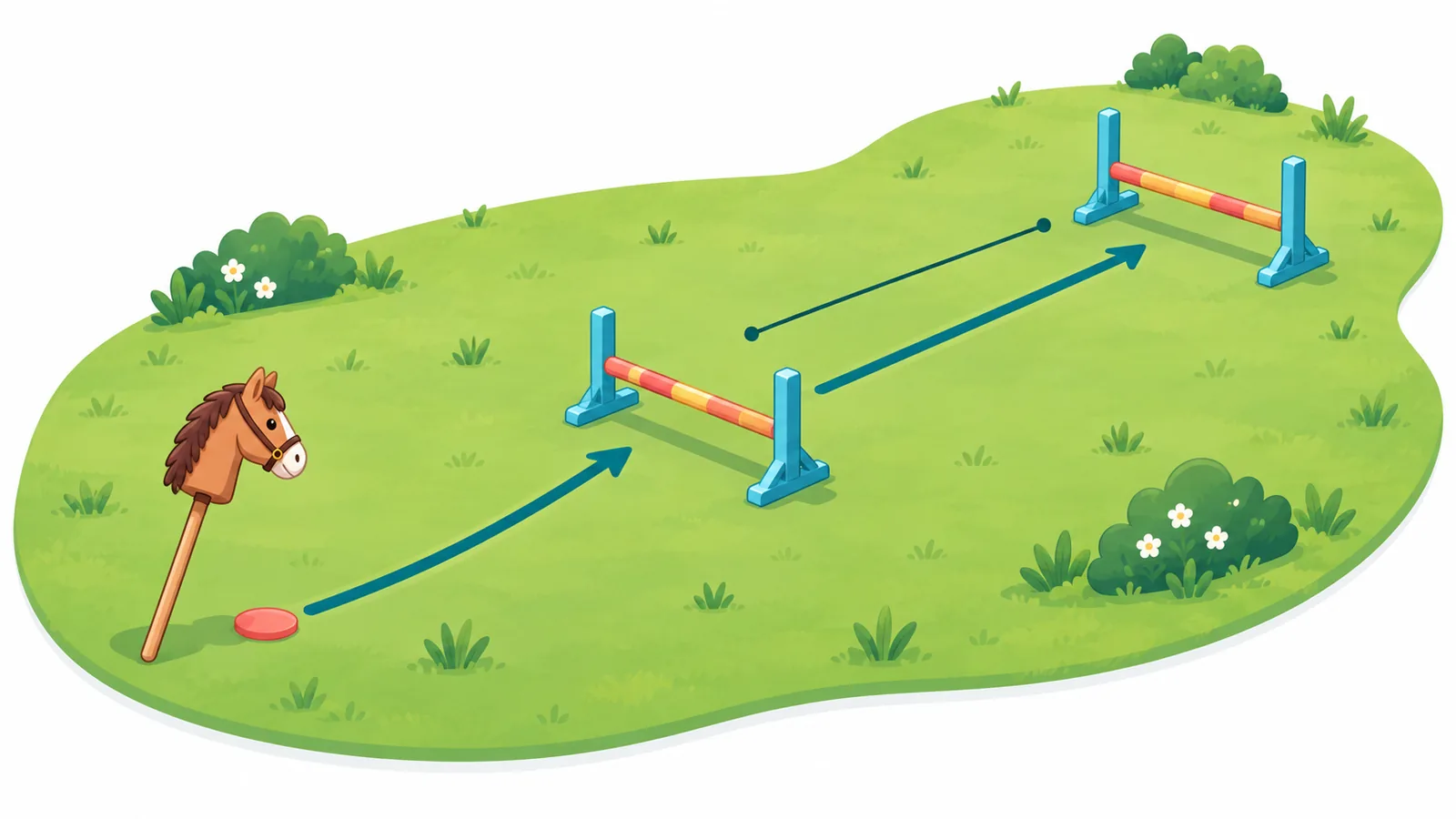 Practice course with two low jumps spaced apart