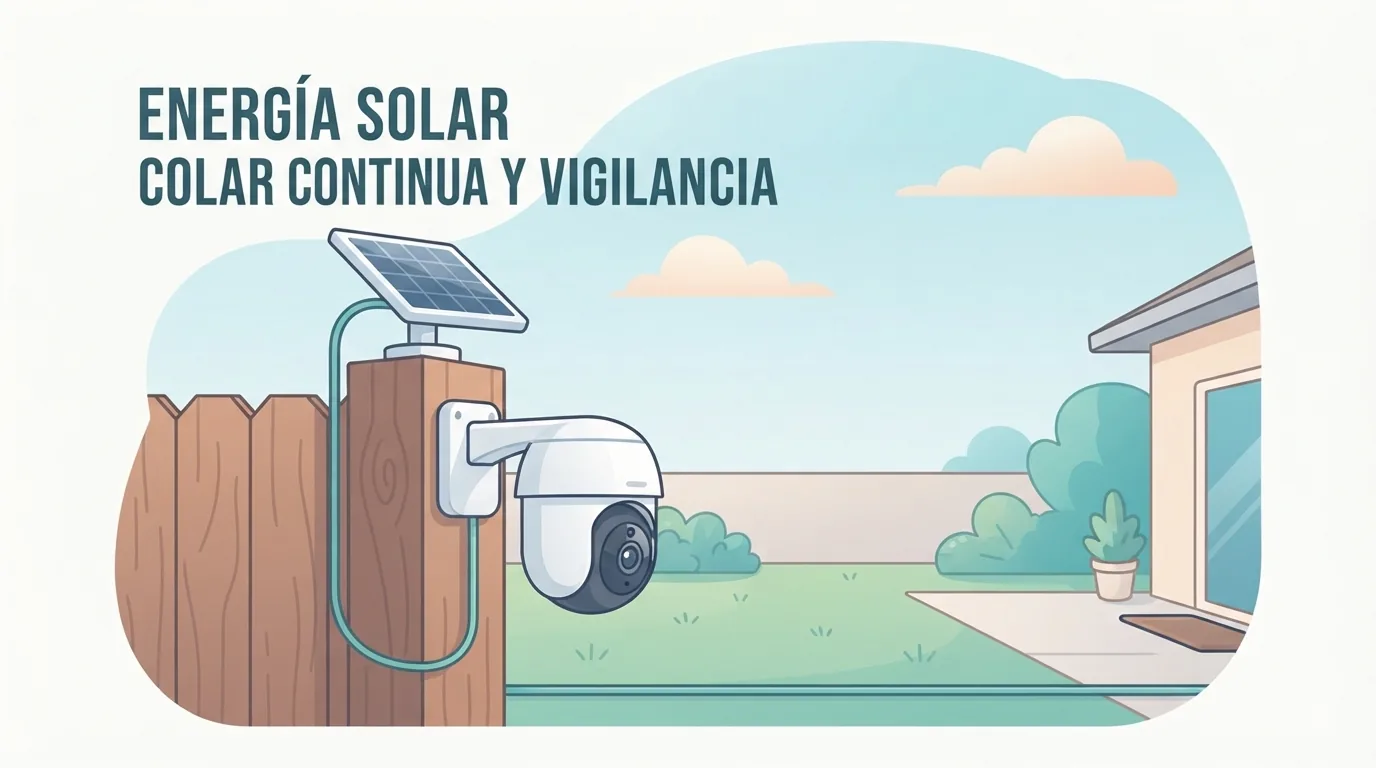 Solar panel and camera on a backyard fence