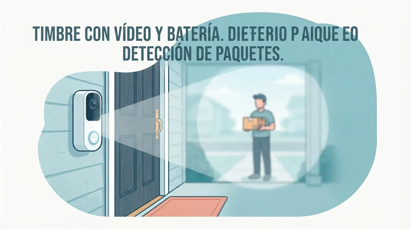 Video doorbell beside a front door