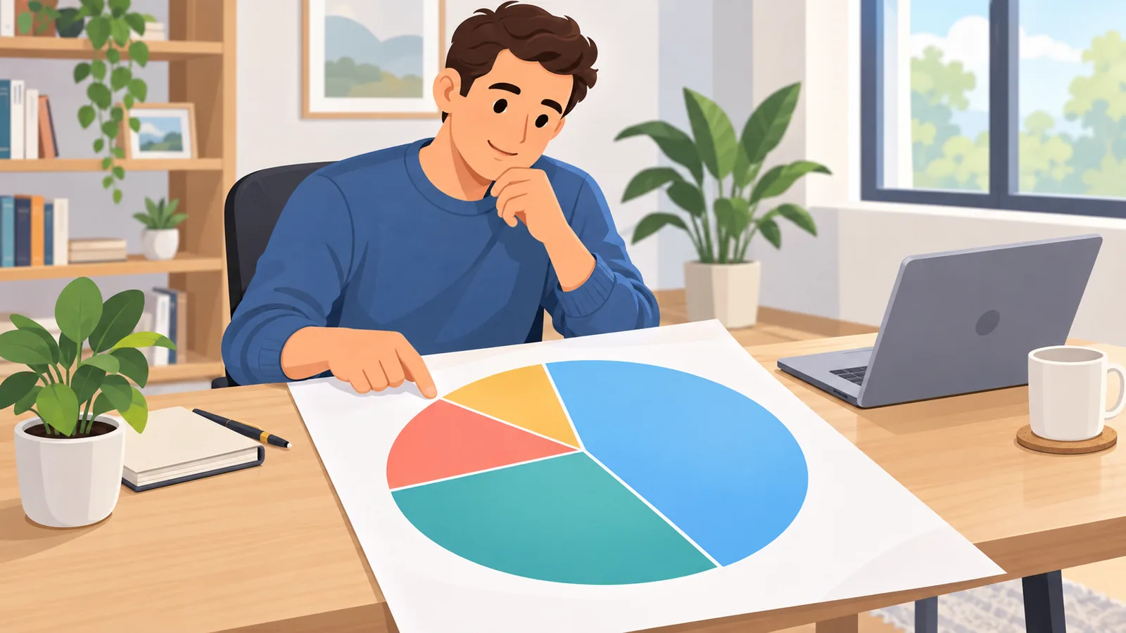 Person reviewing a printed portfolio allocation chart