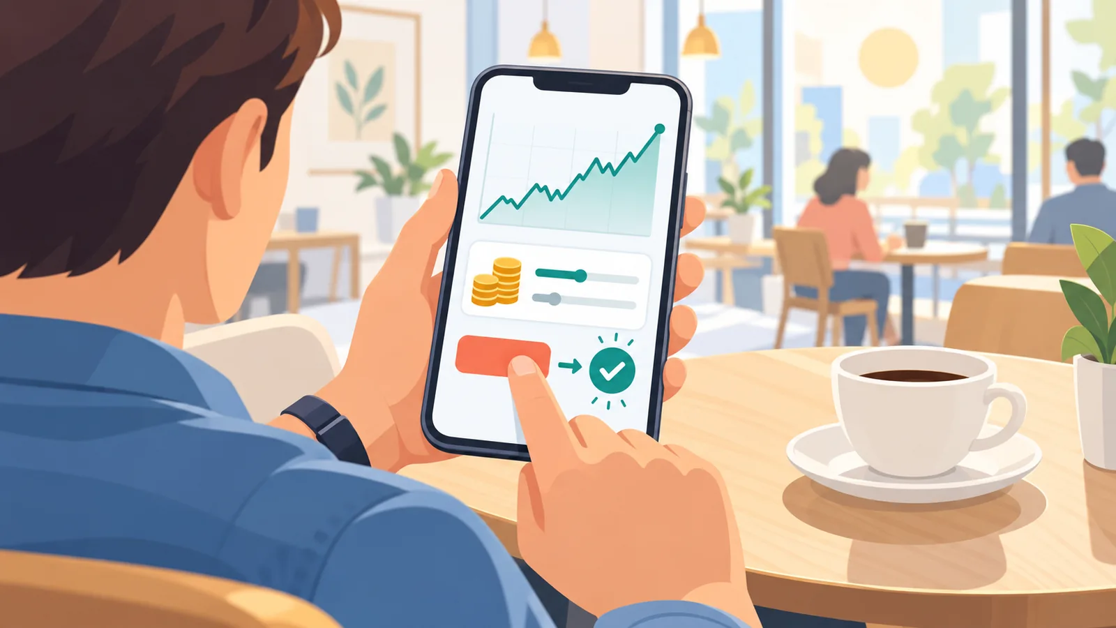 Person buying an ETF on a smartphone brokerage app