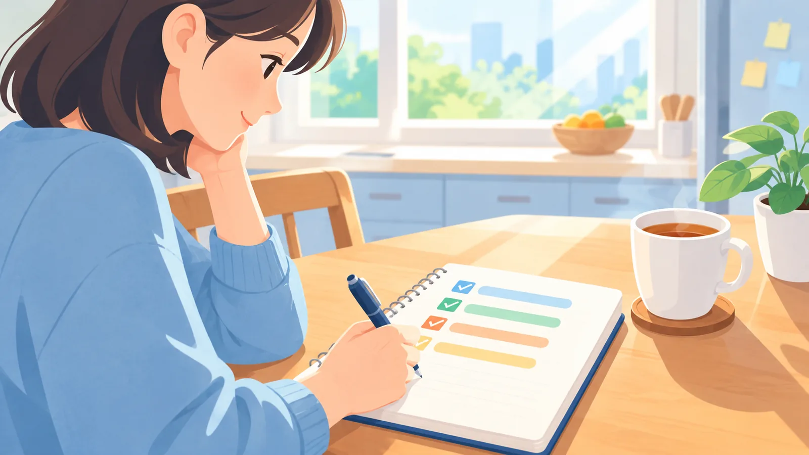 Person writing investing goals in a notebook