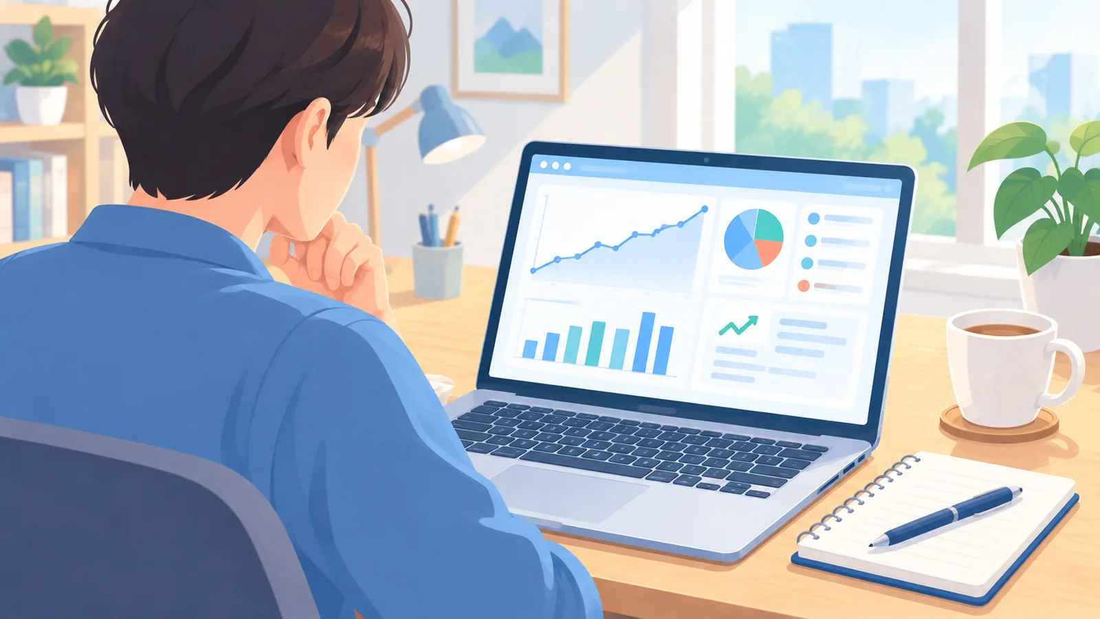 Person thinking while reviewing an investment decision