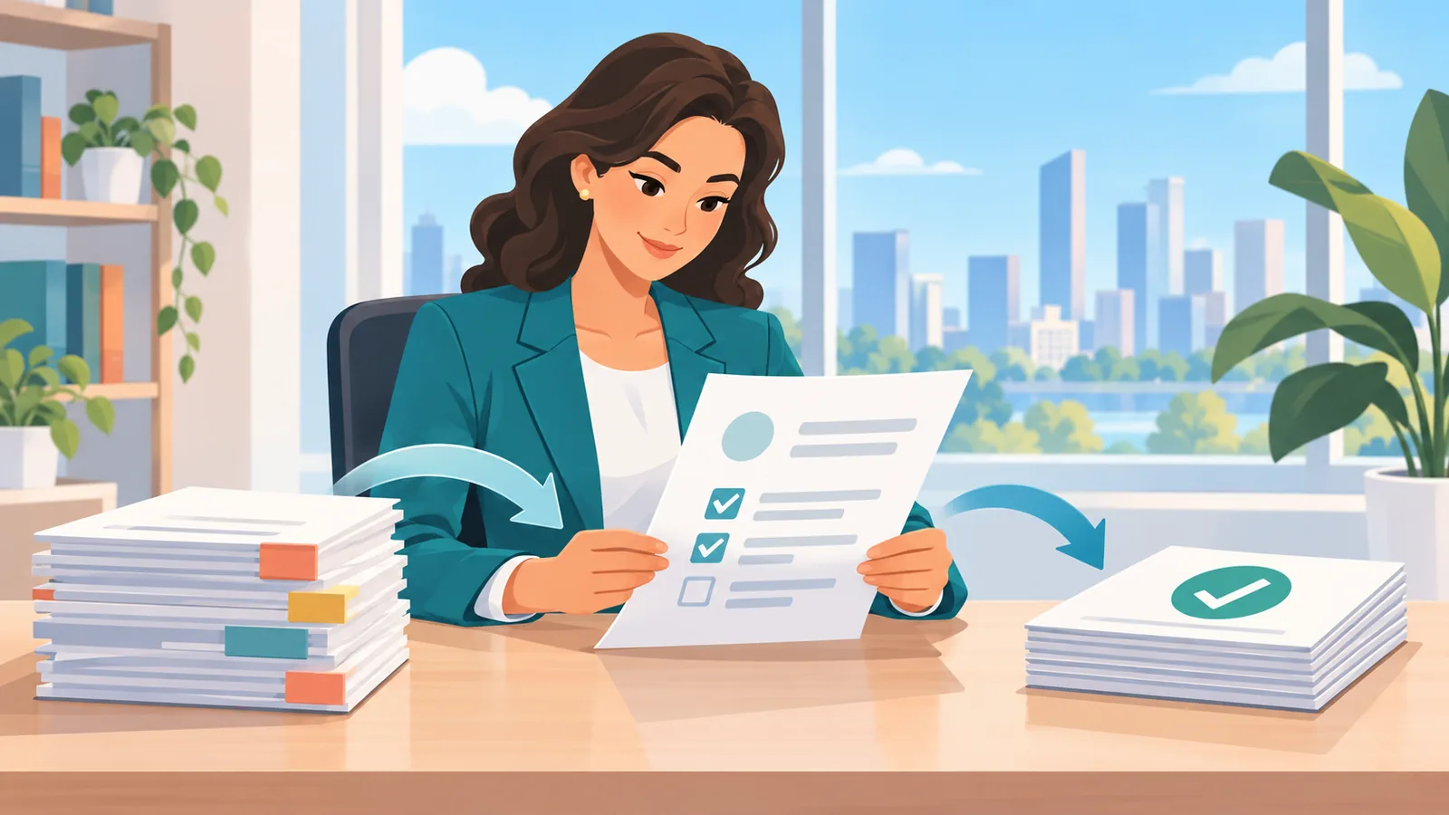 Attorney reviewing case documents at a desk