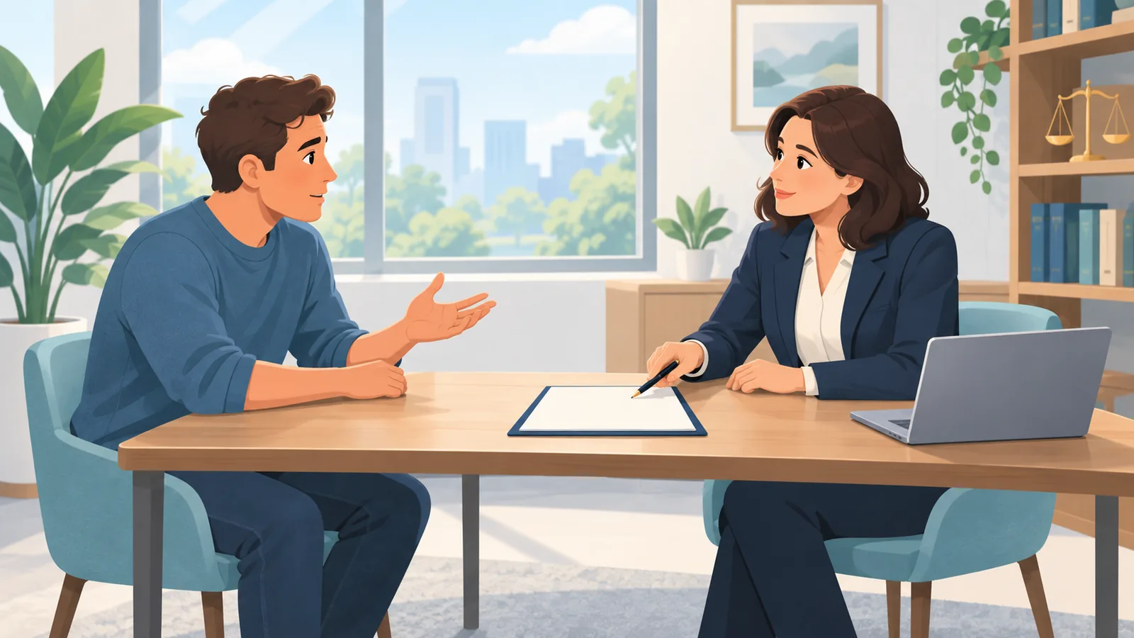 Client meeting a lawyer for a first consultation