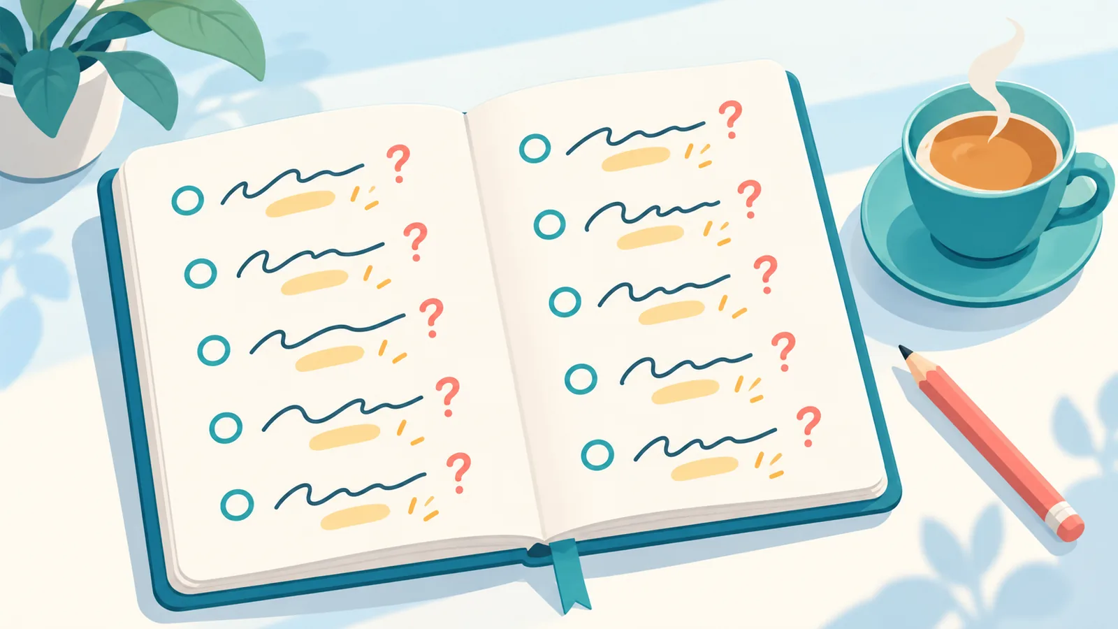 Notebook with questions to ask a lawyer