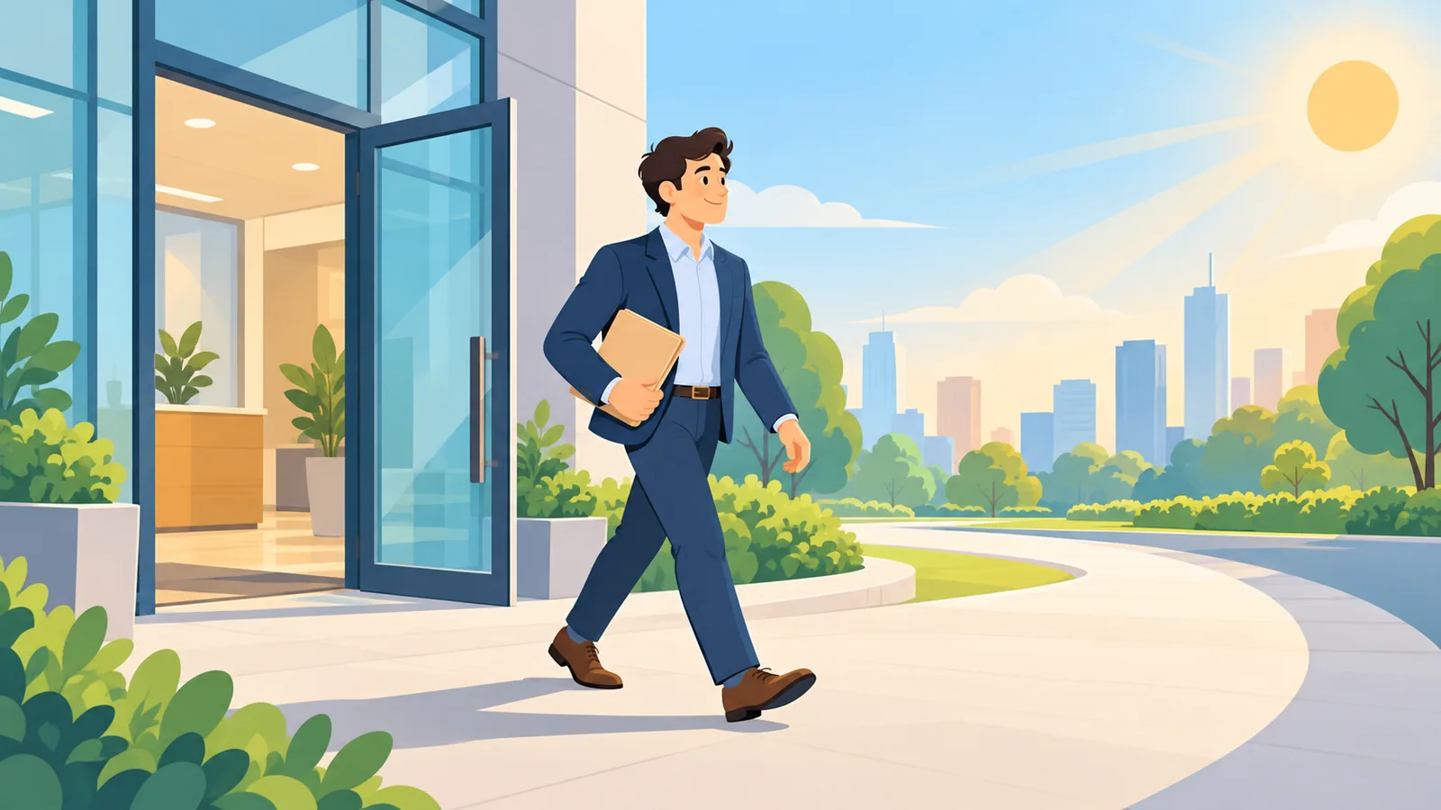 Person leaving a law office after a consultation