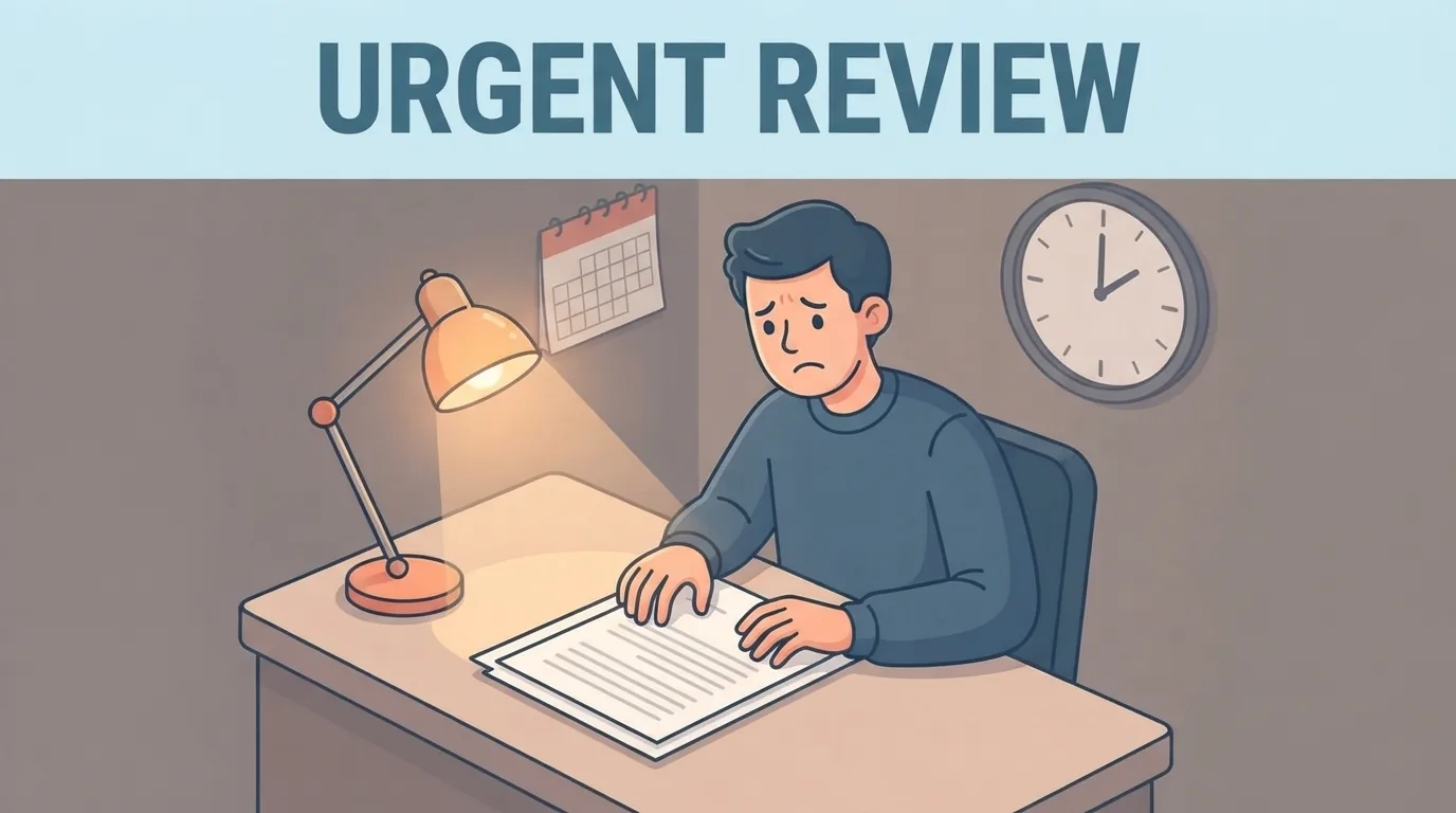 A lawyer reviewing filing deadlines late at night