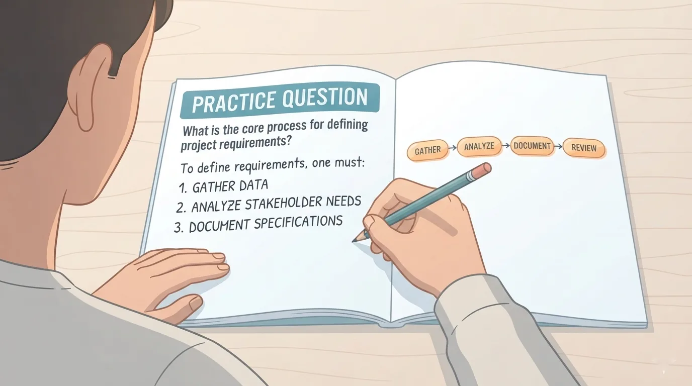 Student answering a practice question at a study table