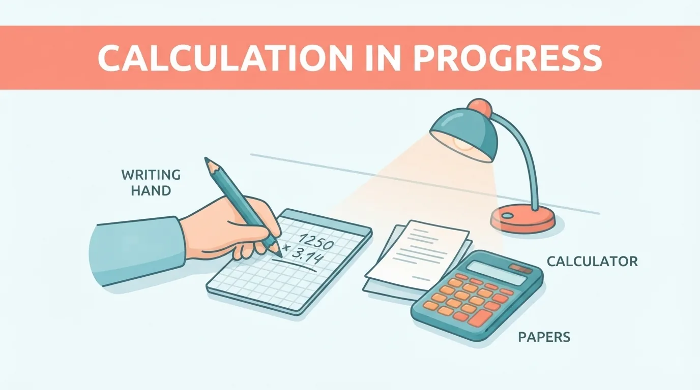 Person writing a simple interest calculation by hand