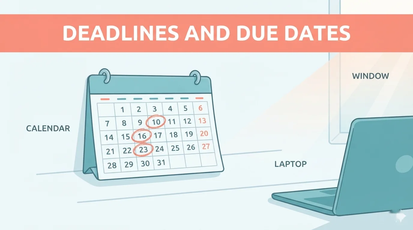 Calendar with circled days beside a laptop