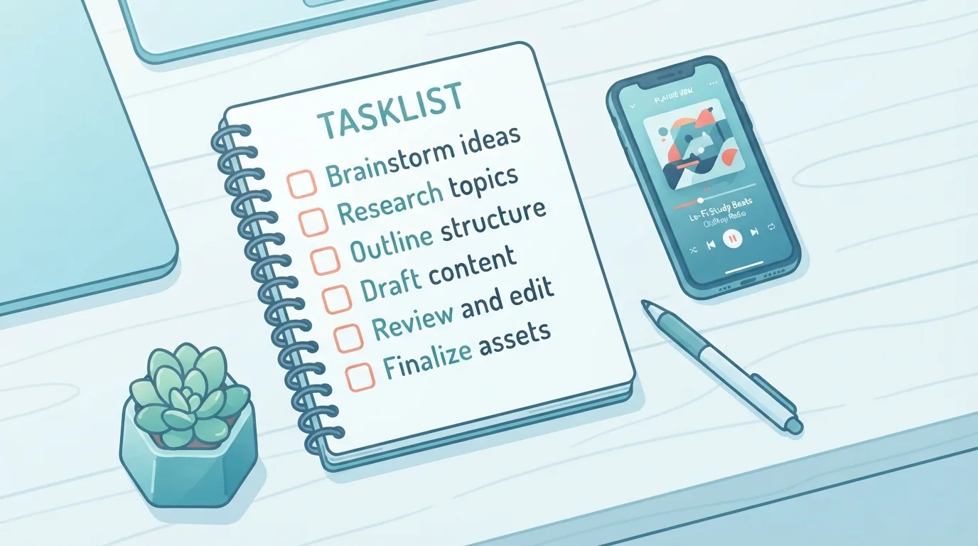 Checklist and phone on a desk for choosing the right love song