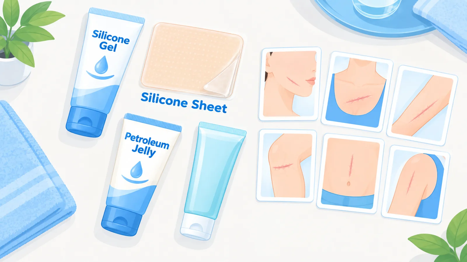 Scar care product types arranged by body area
