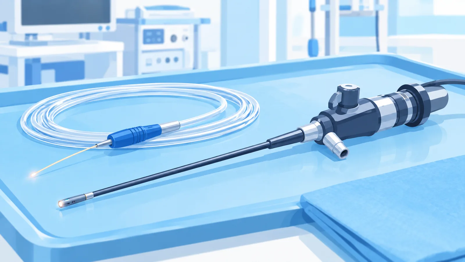 Sterile laser fiber and scope used for laser enucleation of the prostate