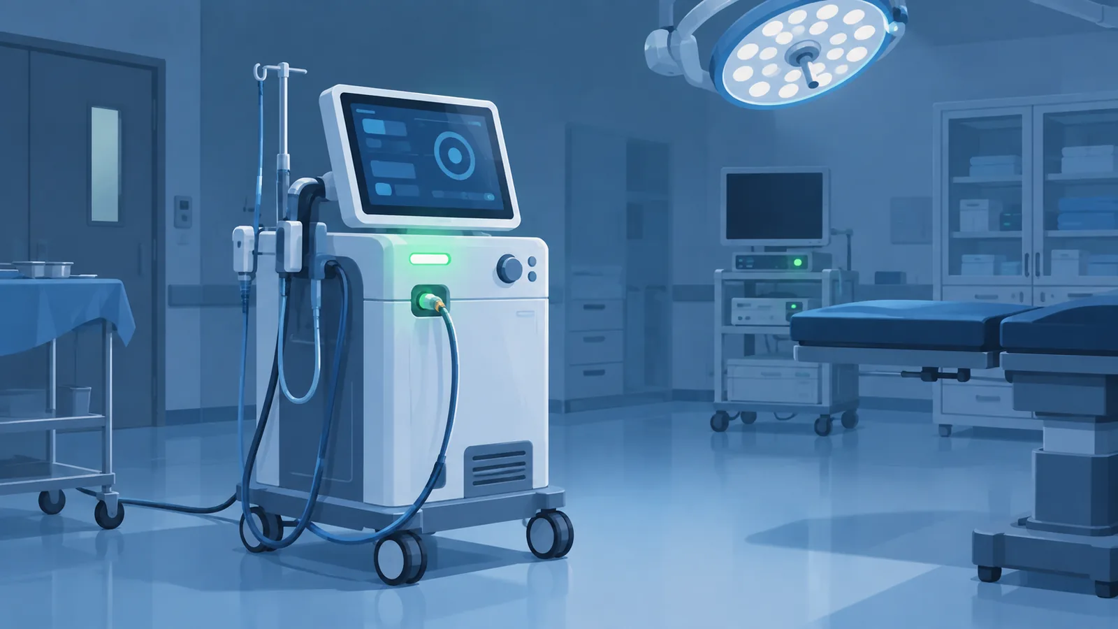 Laser console in a procedure room for GreenLight laser vaporization