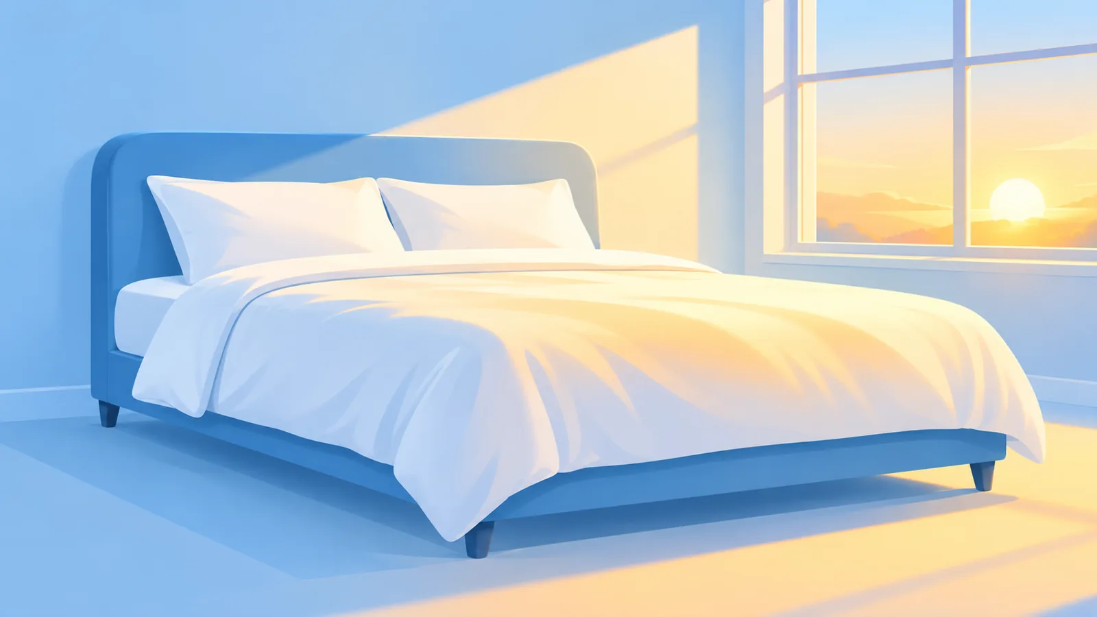 Early morning sunlight in a quiet bedroom