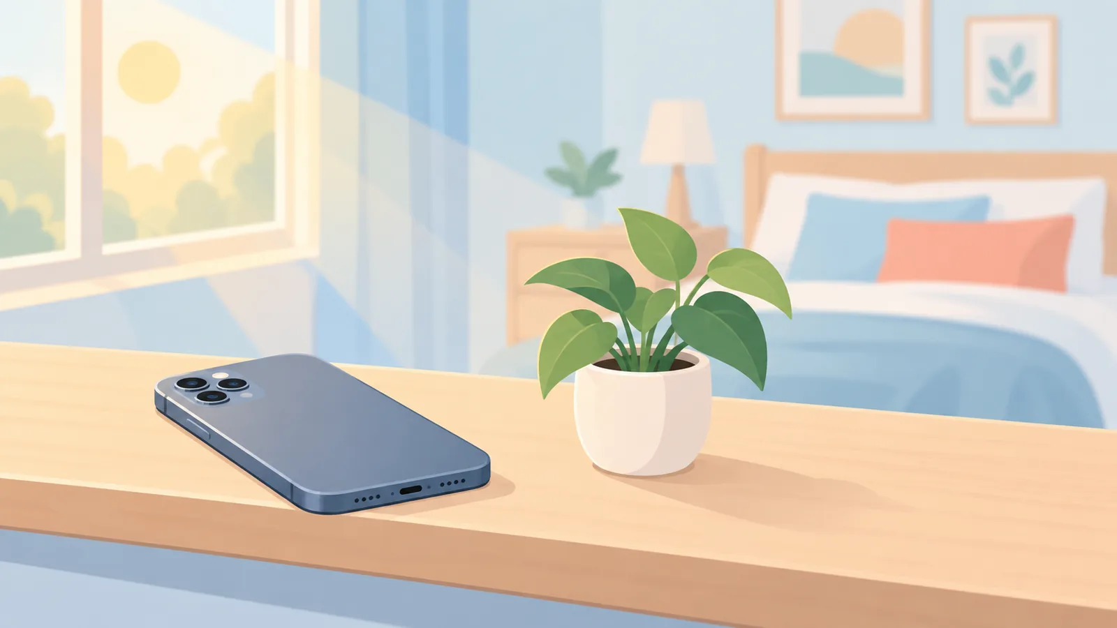 Phone set aside on a shelf before meditating