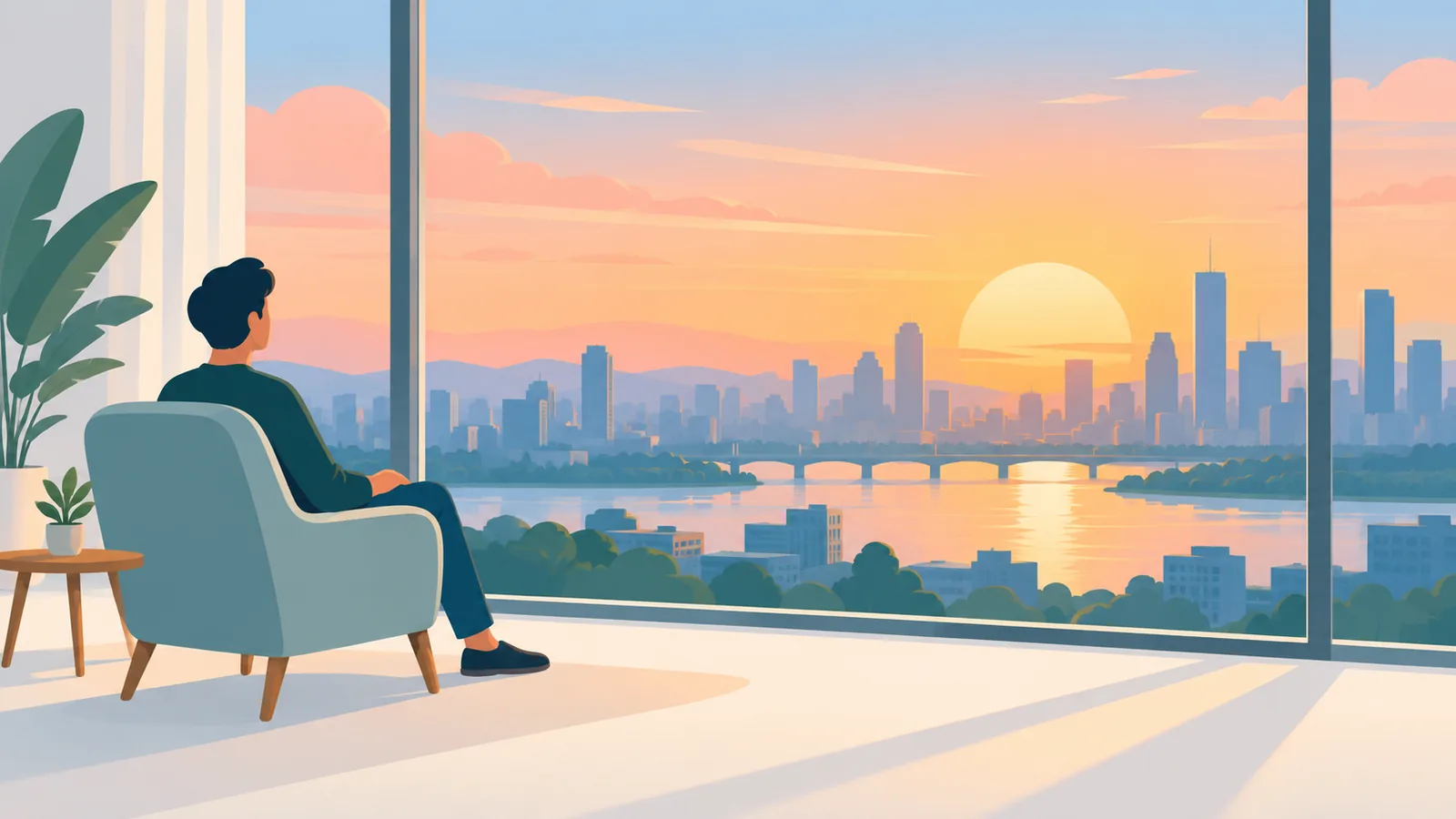 Silhouette of a person meditating at sunrise