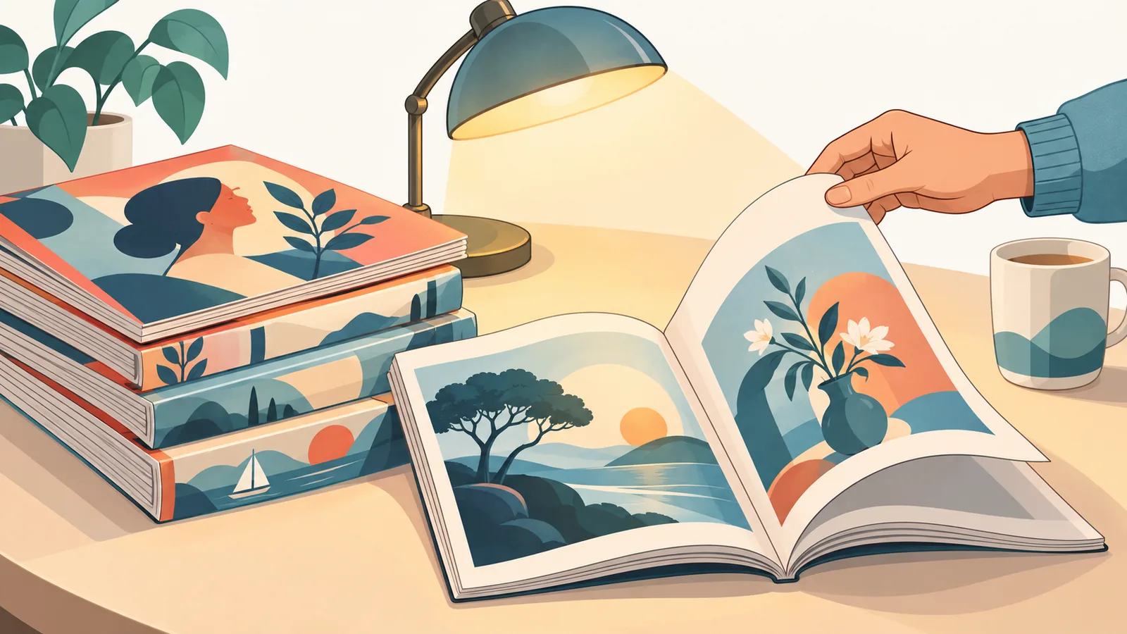 Reader turning a page of a vintage magazine