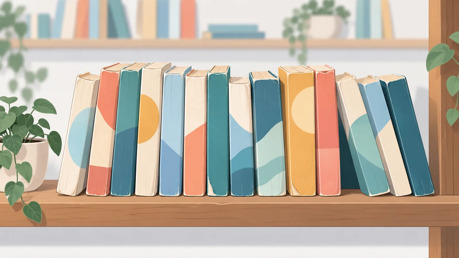 Worn paperback short story collections on a shelf