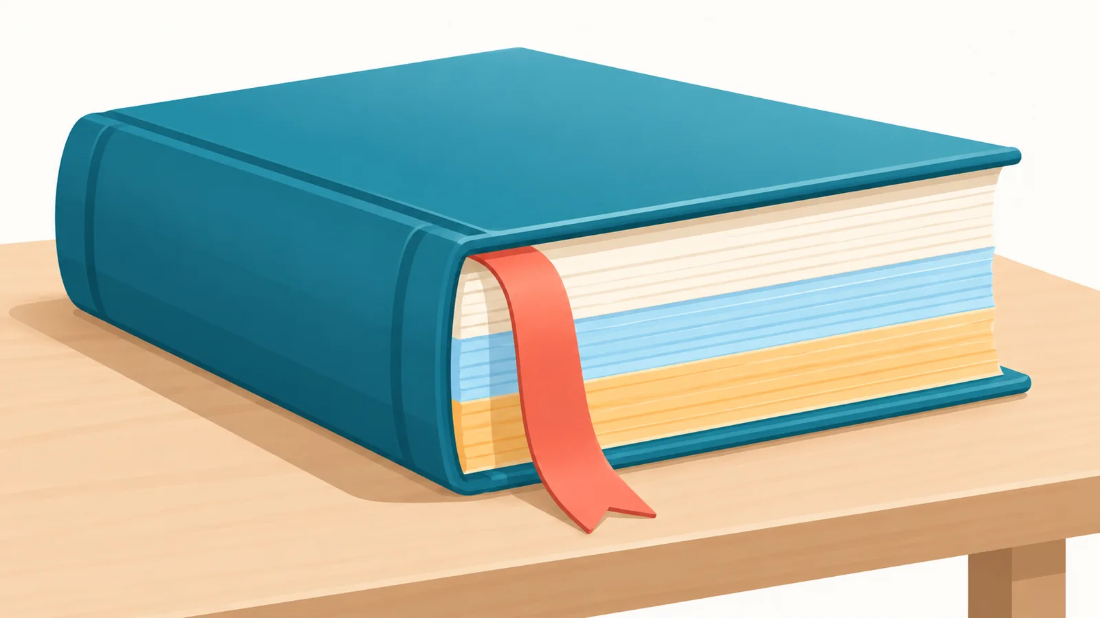 Thick hardcover anthology with a bookmark ribbon