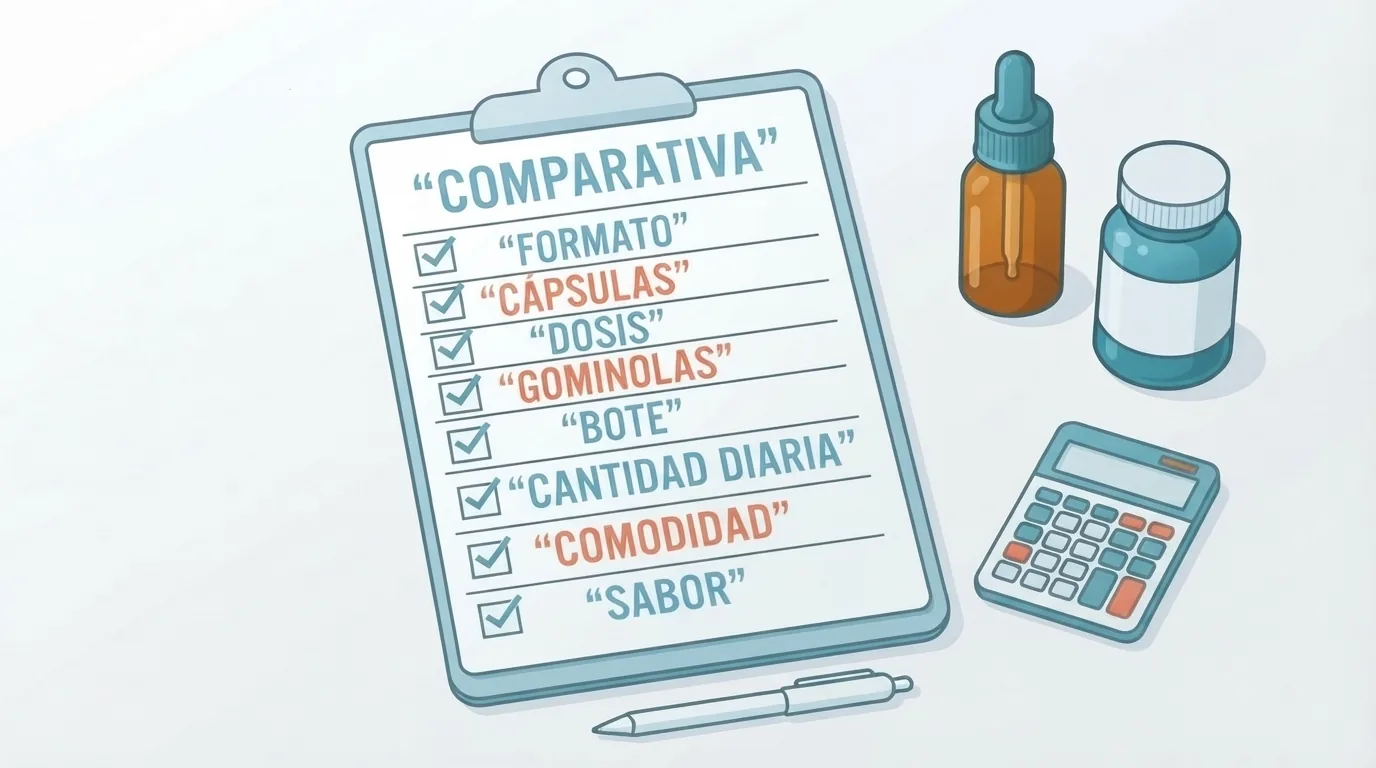 Checklist on a clipboard beside supplements and a calculator