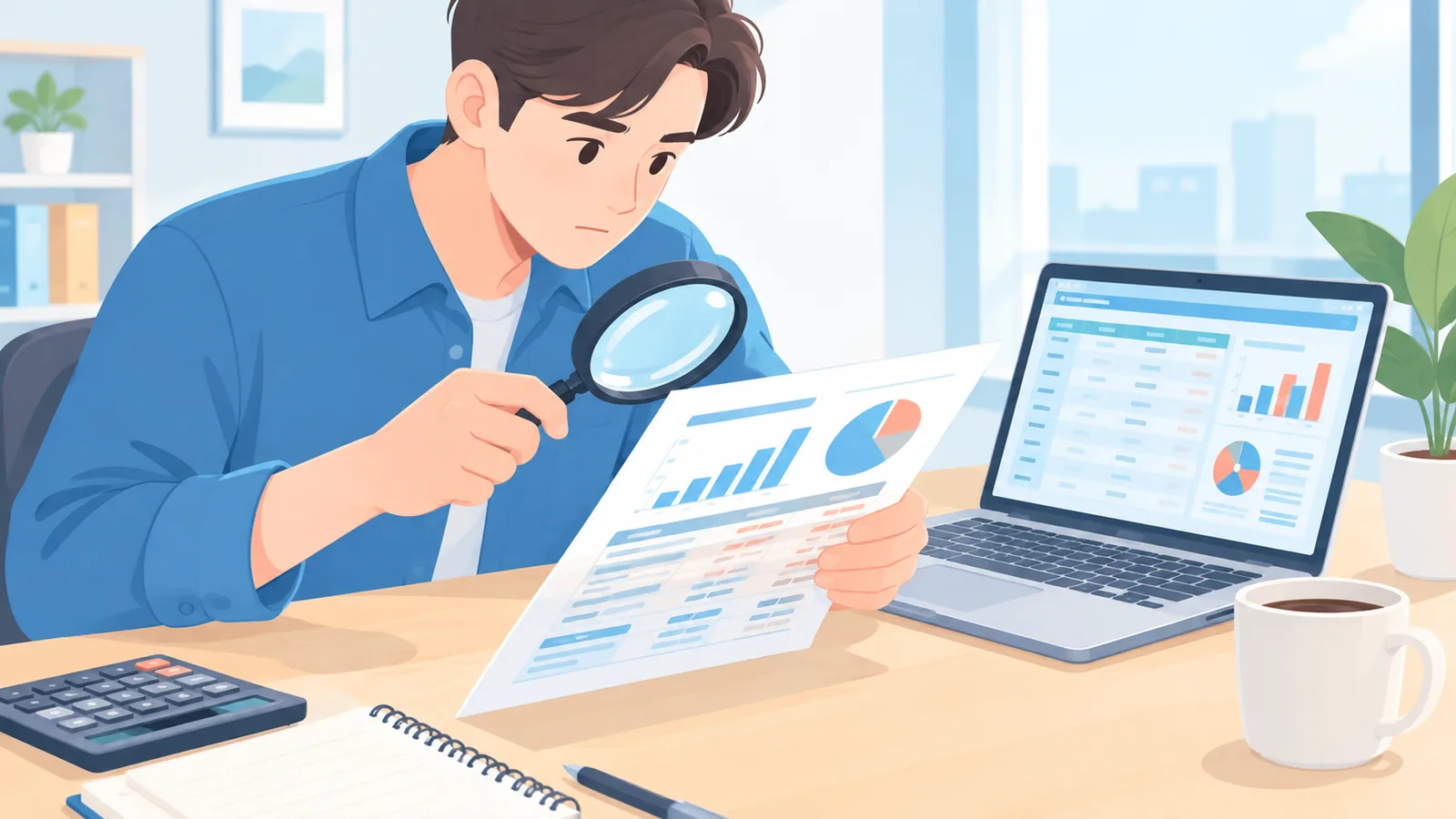 Checklist being ticked beside a laptop with a spreadsheet