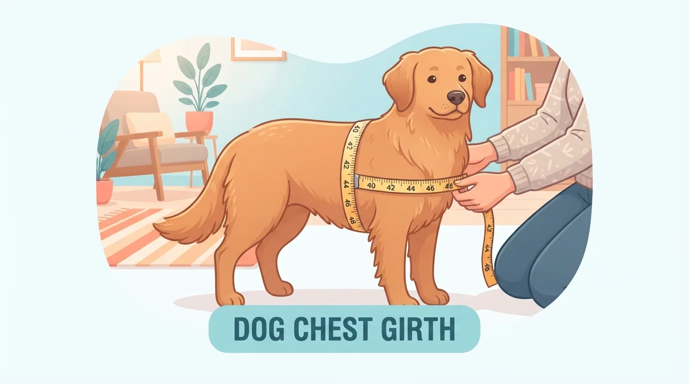 Soft tape measure around a dog’s chest to find chest girth