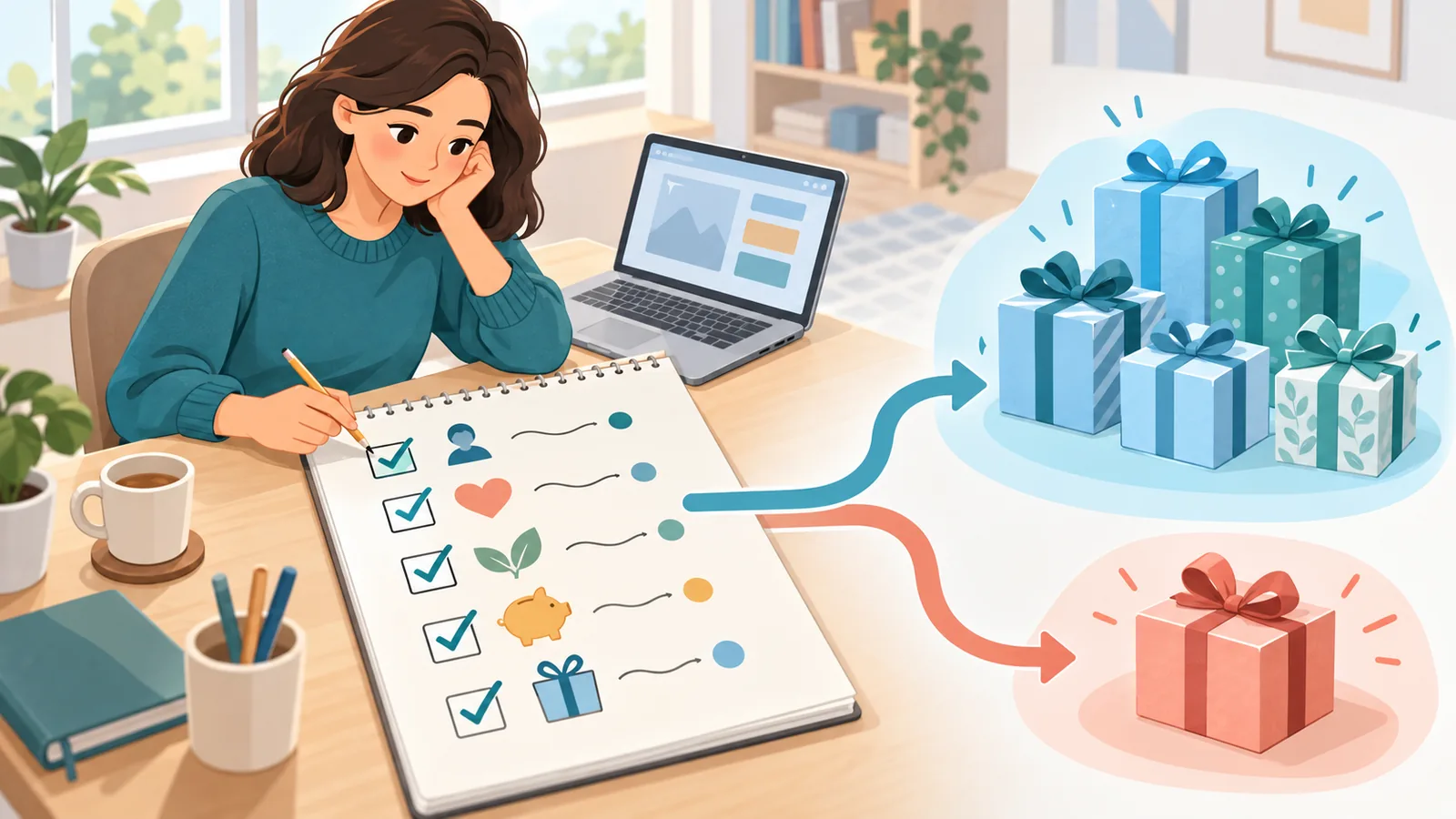 Person reviewing a checklist before buying a retirement gift