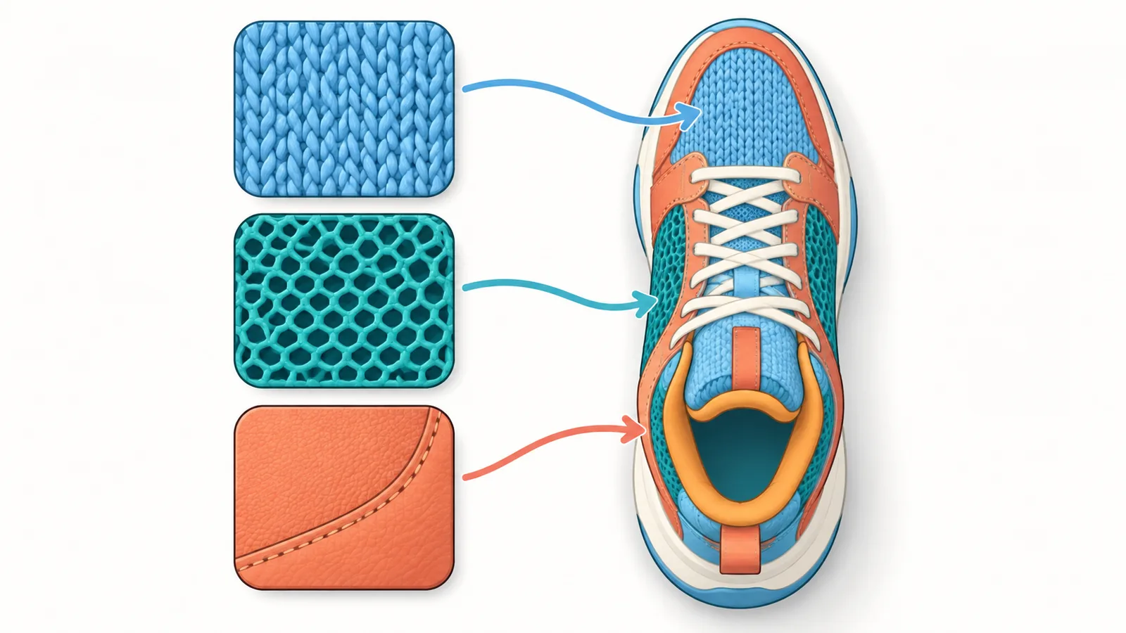 Sneaker upper materials compared side by side