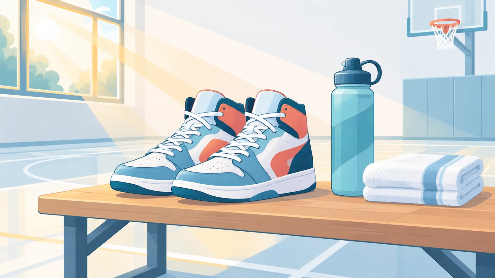 Pair of basketball shoes ready for game day
