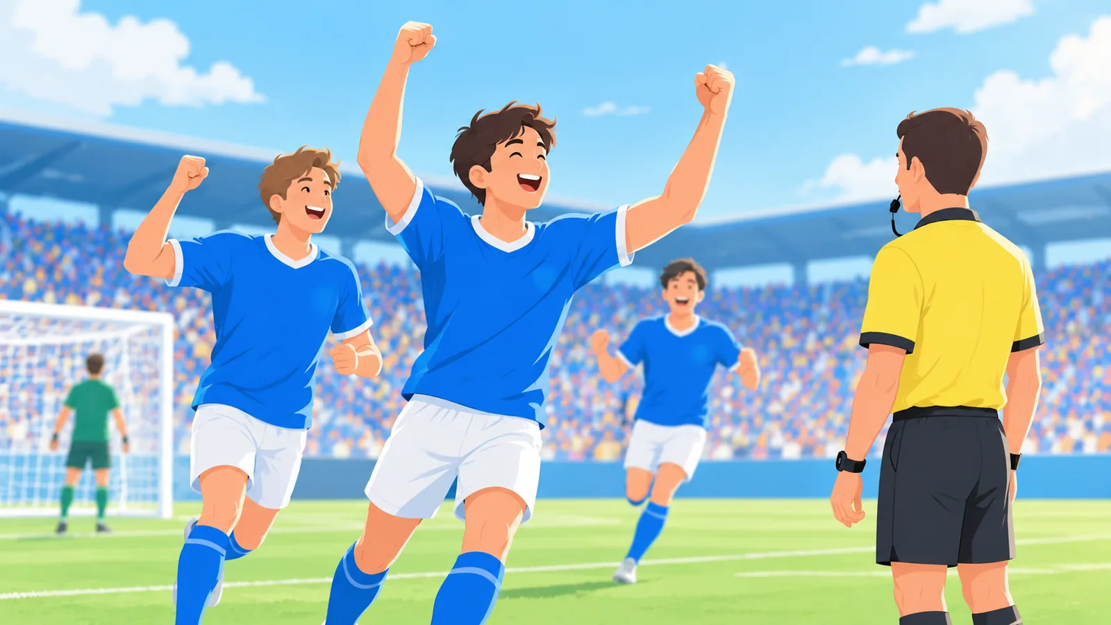 Goal celebration during a league match