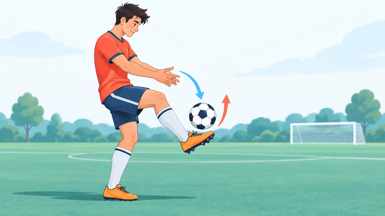 Player doing a drop, kick, and catch drill