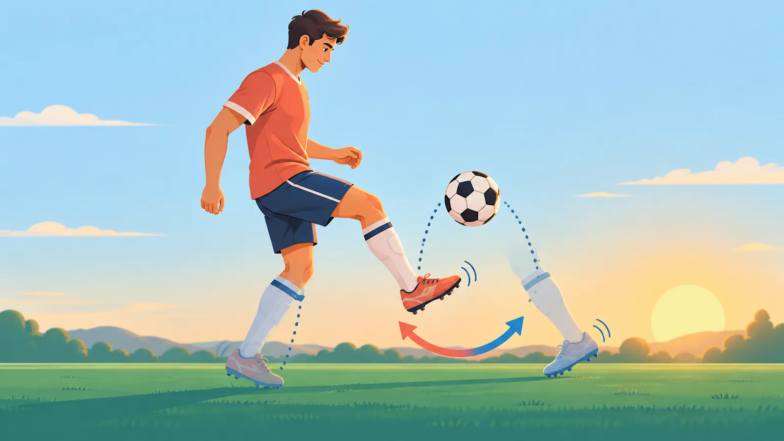 Player alternating feet while juggling a soccer ball