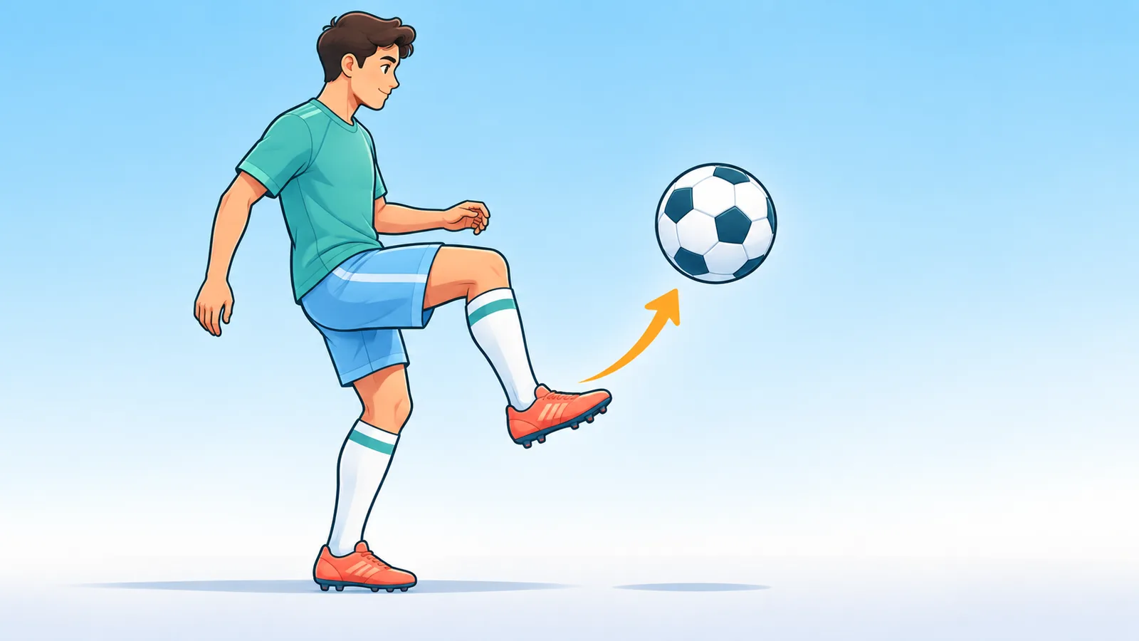 Soccer ball held between knee and waist height during juggling